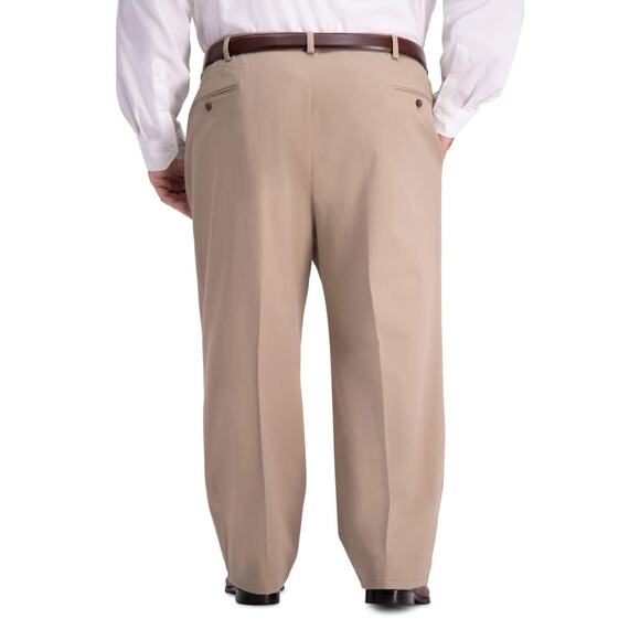 Haggar Men's Work to Weekend Classic Fit Flat Front and Pleat, Khaki 60x32 - Picture 3 of 3
